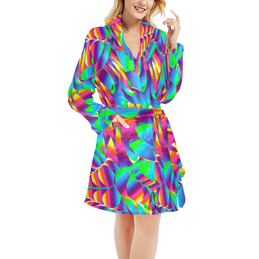 Psychedelic Trippy Pattern Women's Fleece Robe