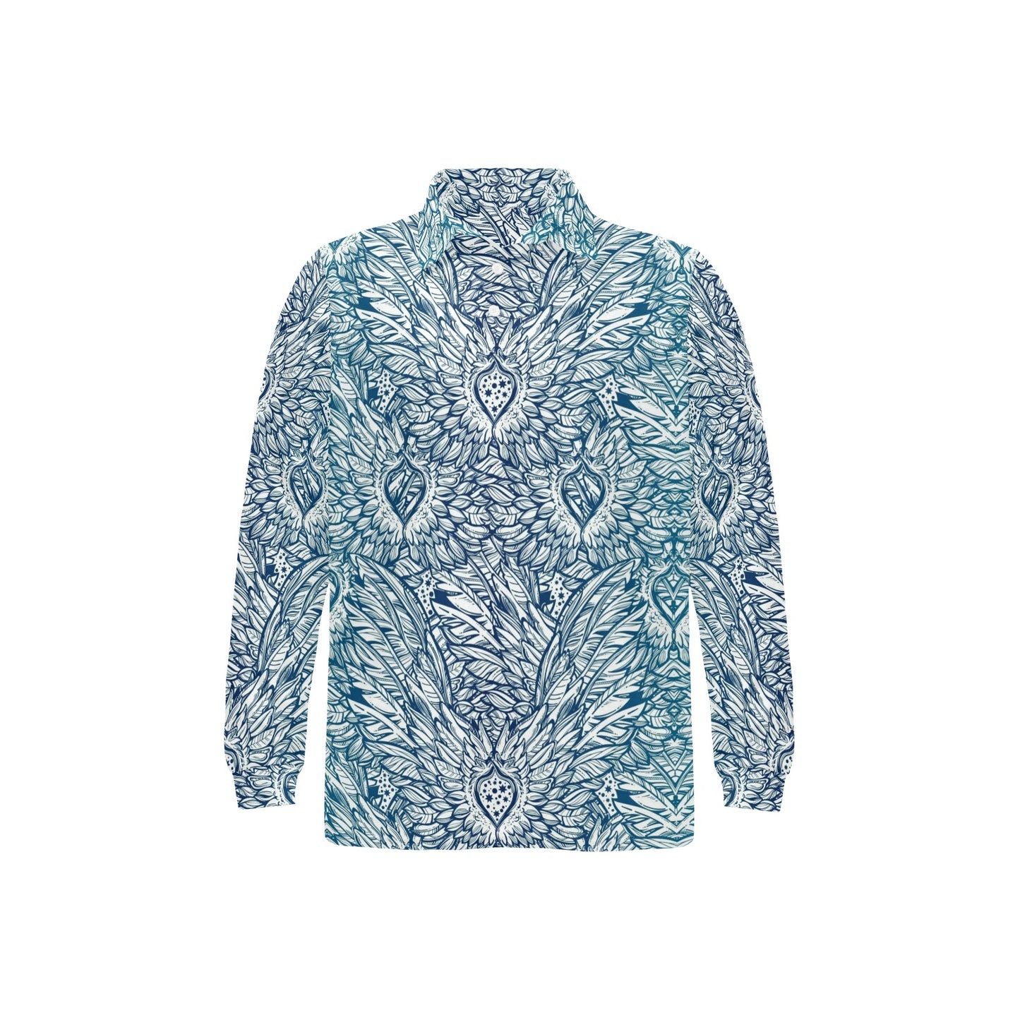 Angel Wings Boho Design Themed Print Long Sleeve Polo Shirt For Men's