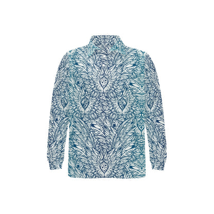 Angel Wings Boho Design Themed Print Long Sleeve Polo Shirt For Men's