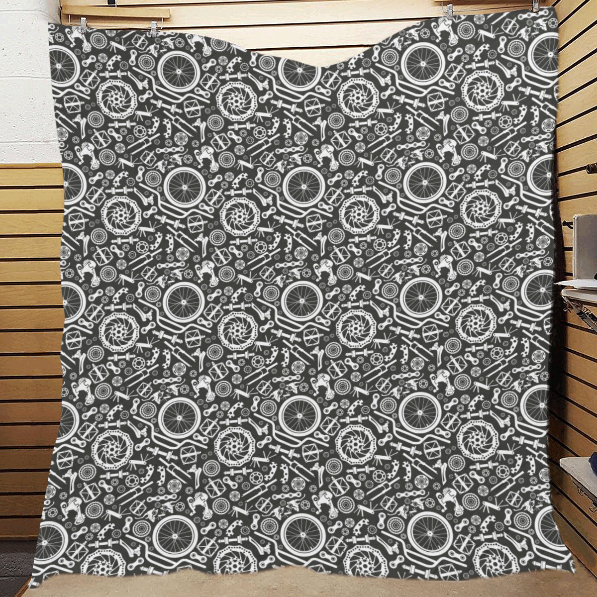 Bicycle Tools Pattern Print Design 02 Premium Quilt