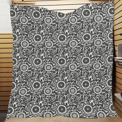 Bicycle Tools Pattern Print Design 02 Premium Quilt