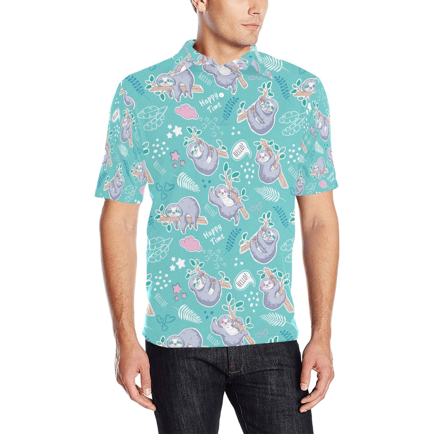 Sloth Print Design LKS309 Men Polo Shirt