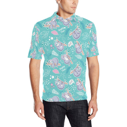 Sloth Print Design LKS309 Men Polo Shirt
