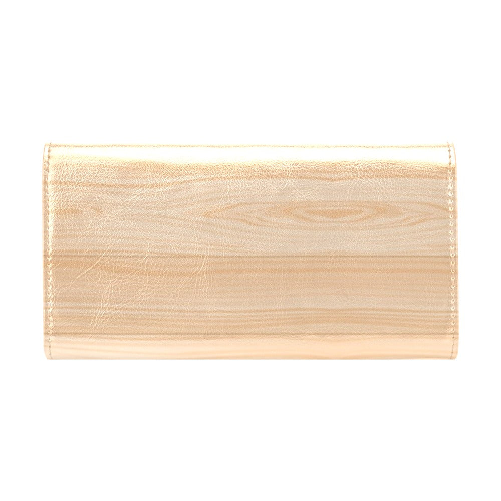Wood Texture Print Design LKS302 Women's Trifold Wallet