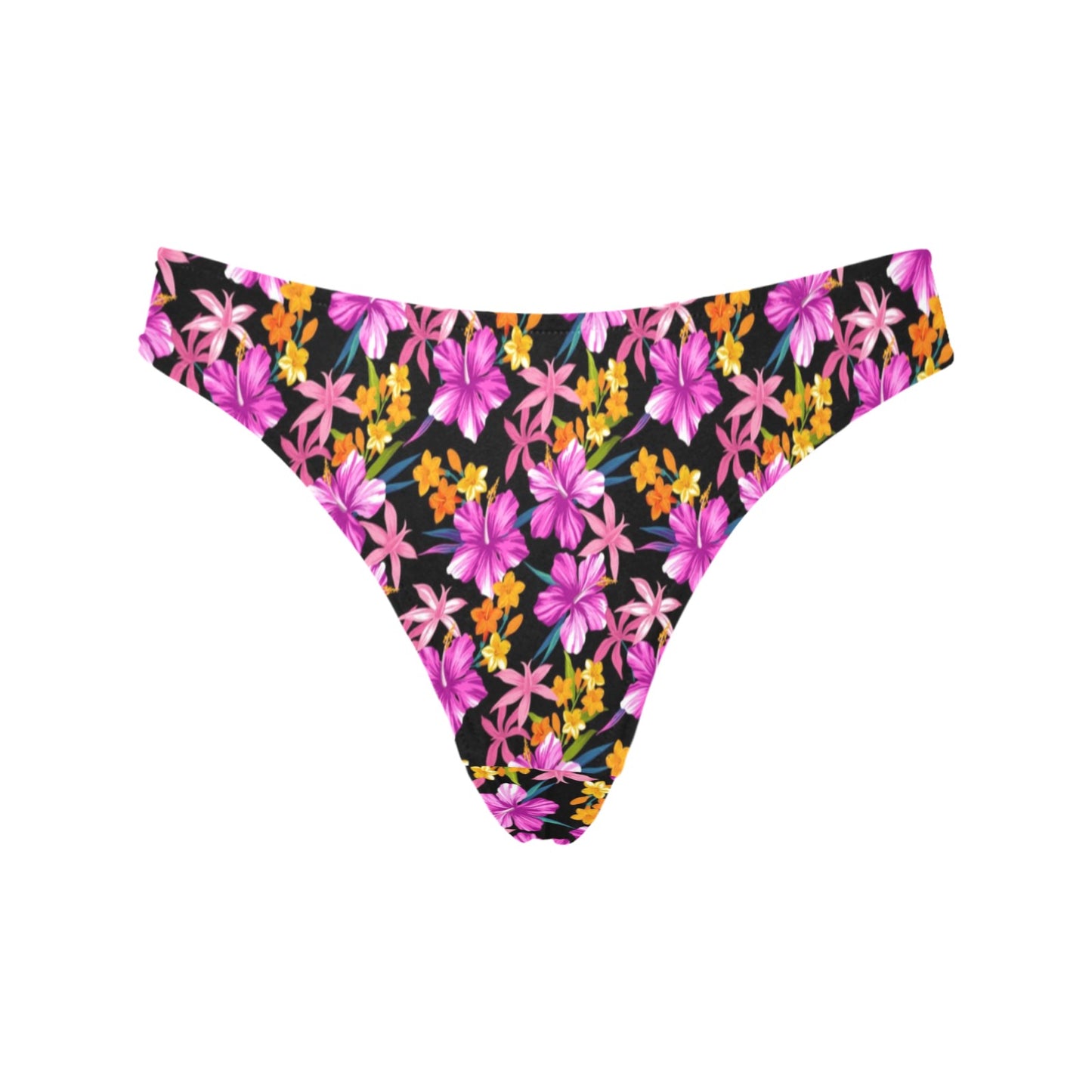 Tropical Folower Pink Hibiscus Print Women's Thongs