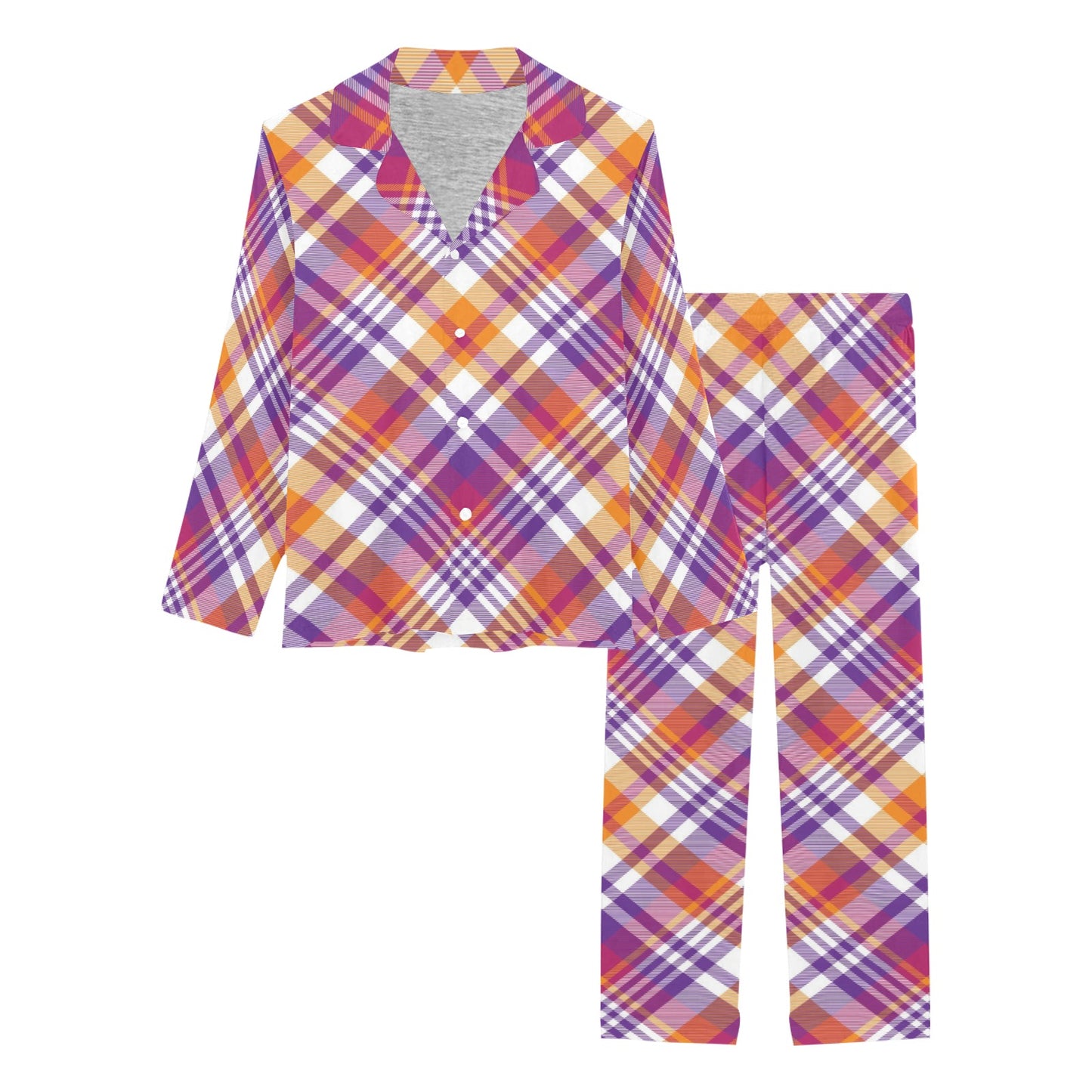 Madras Pattern Print Design 02 Women's Long Pajama Set
