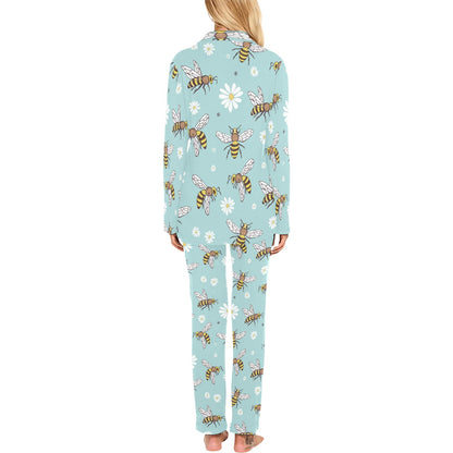 Bee Pattern Print Design BEE010 Women's Long Pajama Set