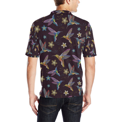 Hummingbird Pattern Print Design 04 Men Polo Shirt