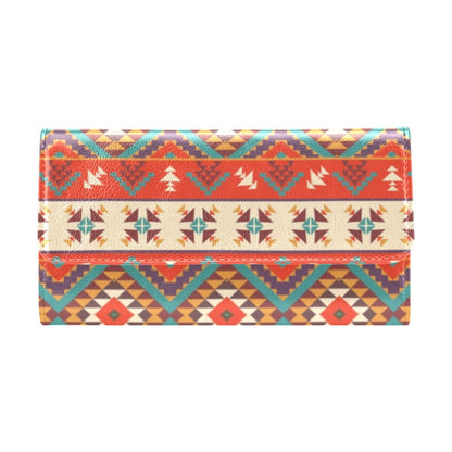 Aztec Red Print Pattern Women's Trifold Wallet