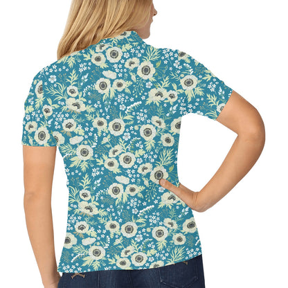 Anemone Pattern Print Design 01 Women's Polo Shirt