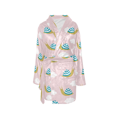Snail Pattern Print Design 02 Women's Fleece Robe