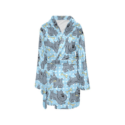 Schnauzers Pattern Print Design A02 Women's Fleece Robe