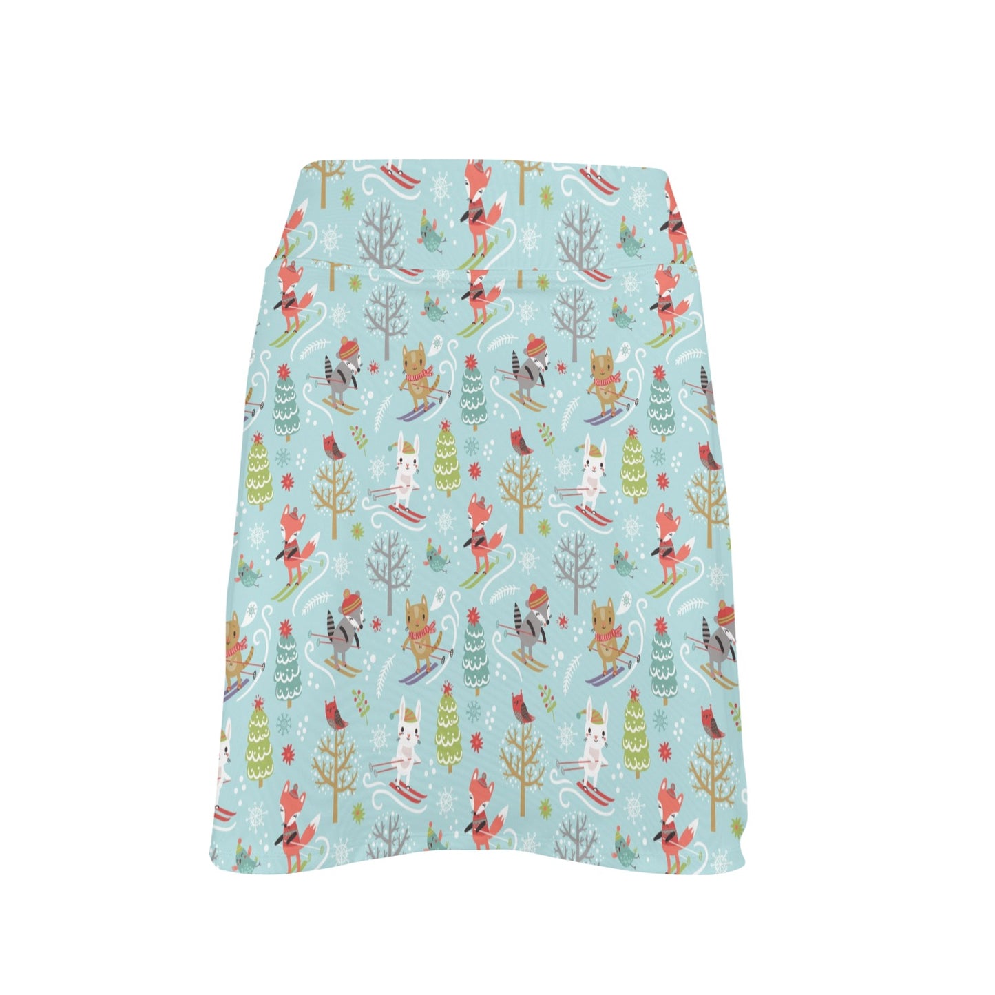 Ski Fox Cute Print Design LKS303 17" Golf & Pickleball Skort with Pockets