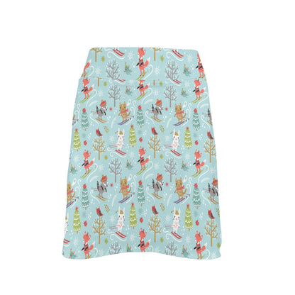 Ski Fox Cute Print Design LKS303 17" Golf & Pickleball Skort with Pockets