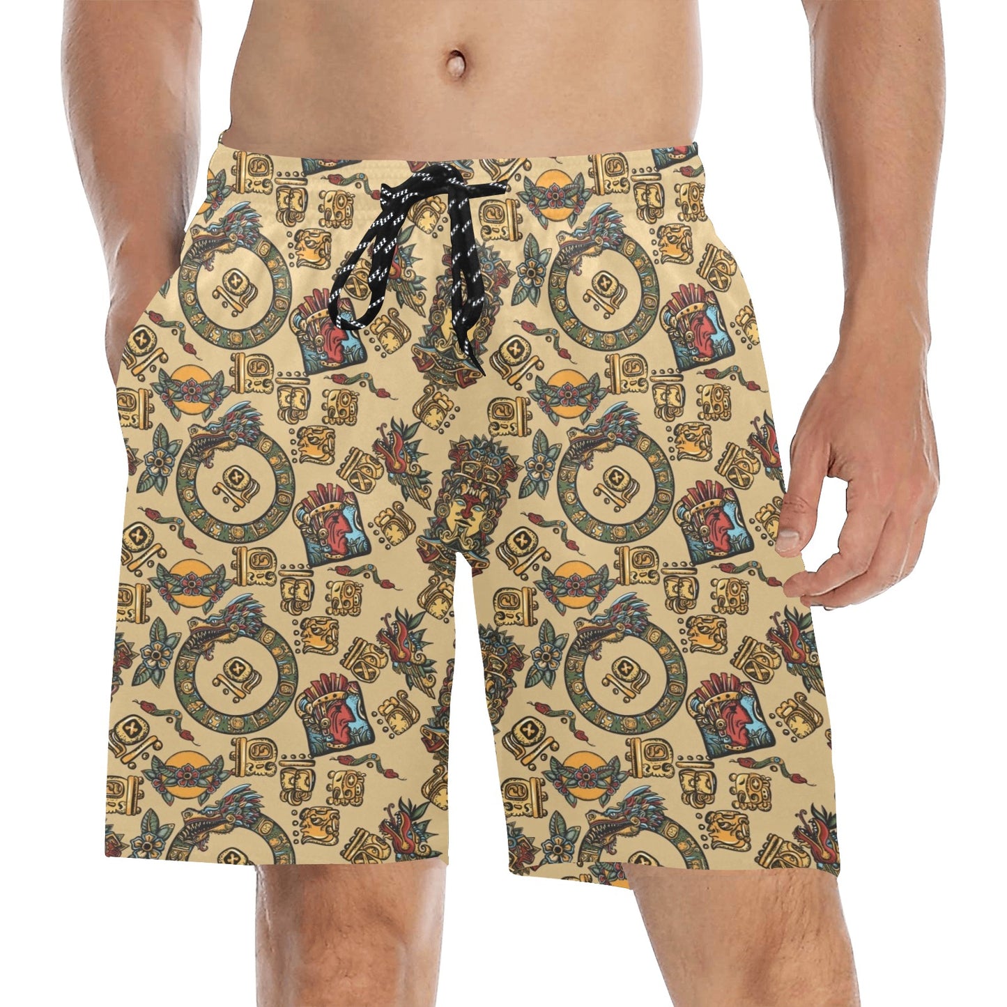 Totem Print Design LKS305 Men's Swim Trunks Beach Shorts