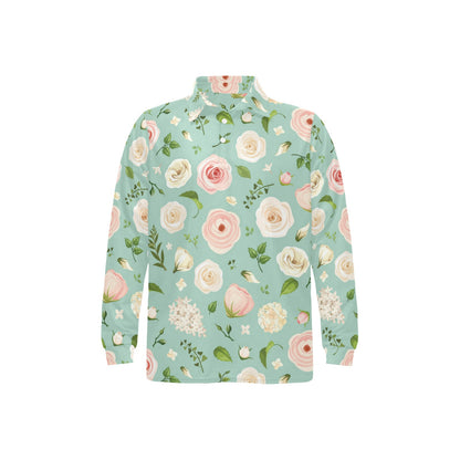 Lisianthus Pattern Print Design 01 Long Sleeve Polo Shirt For Men's