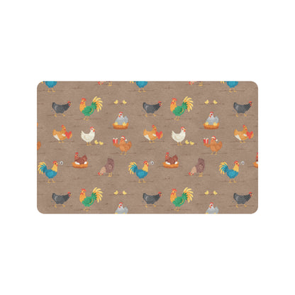 Chicken Happy Print Pattern Rubber Doormat