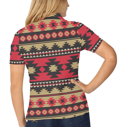Navajo Pattern Print Design A04 Women's Polo Shirt