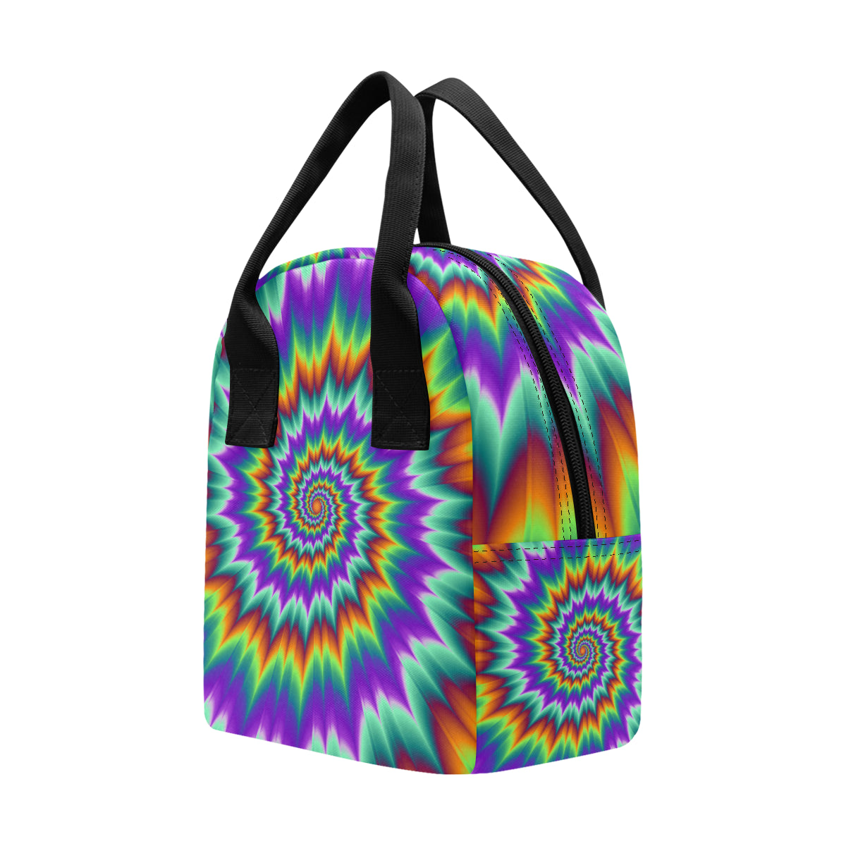Optical illusion Pulsing fiery spirals Insulated Lunch Bag