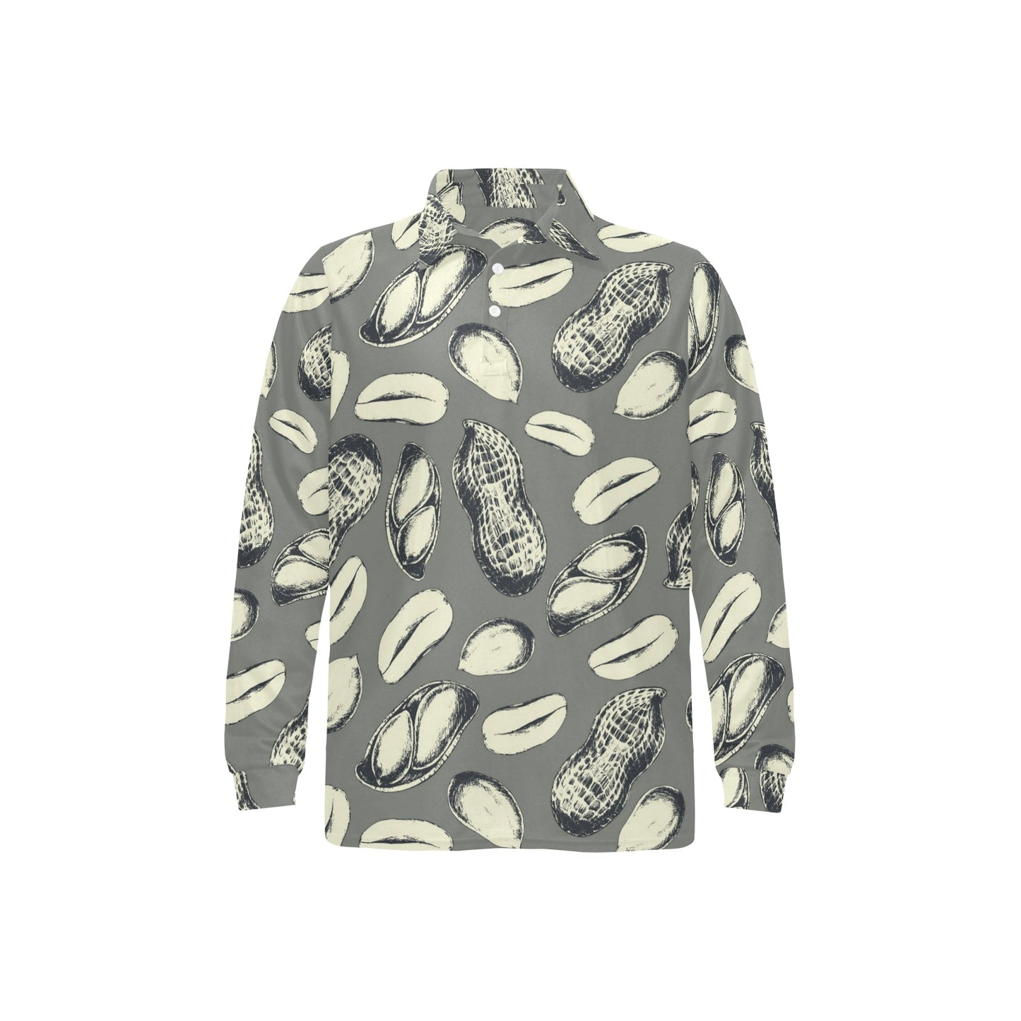 Peanut Pattern Print Design A01 Long Sleeve Polo Shirt For Men's