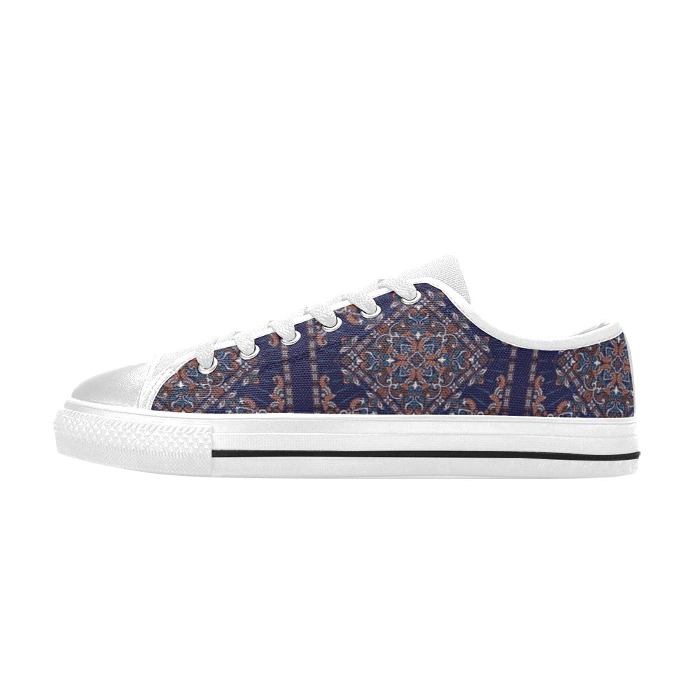 Bandana Print Design LKS3012 Women's White Low Top Shoes