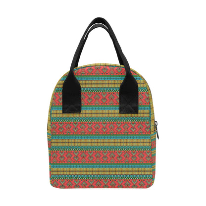 African Colorful Zigzag Print Pattern Insulated Lunch Bag