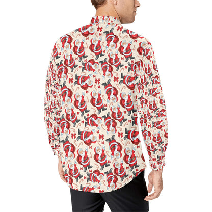 Santa Christmas Themed Print Design LKS302 Men's Long Sleeve Dress Shirt