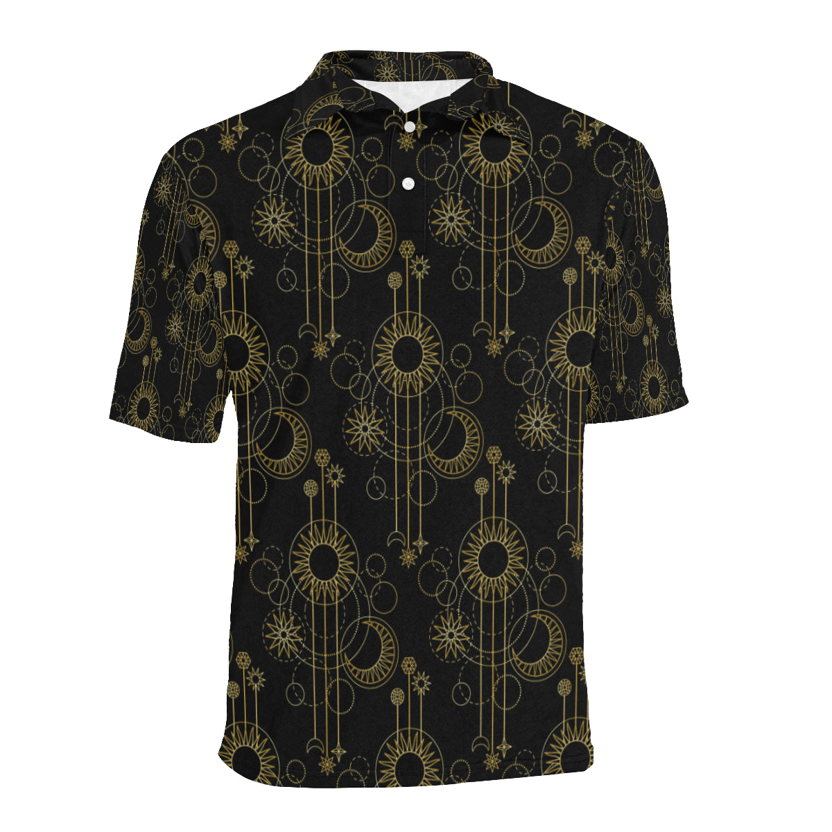 Moon Boho Style Pattern Print Design 01 Men Polo Shirt