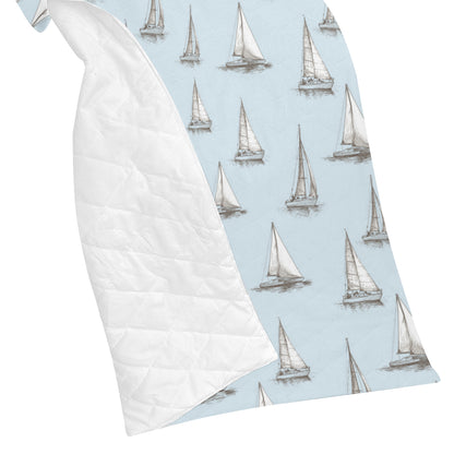 Sailing Ships Pattern Print Design A01 Premium Quilt