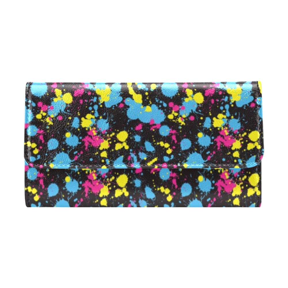 Splatter Colorful Print Design LKS301 Women's Trifold Wallet