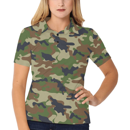 Army Camouflage Pattern Print Design 01 Women's Polo Shirt