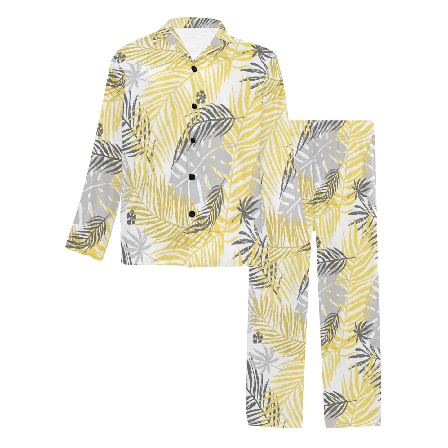 Palm Leaves Pattern Print Design PL012 Men's Long Pajama Set