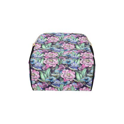 Water Lily Pattern Print Design WL07 Diaper Bag Backpack