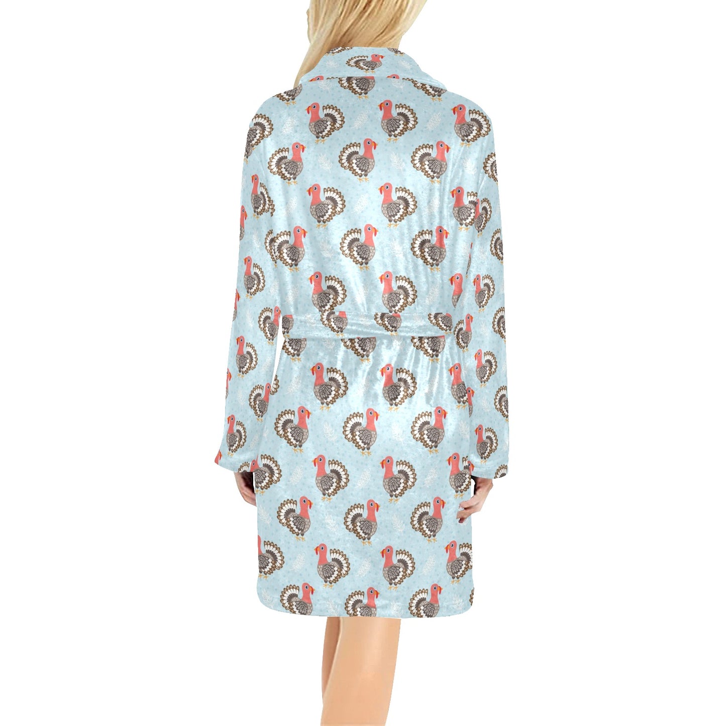 Turkey Print Design LKS403 Women's Fleece Robe