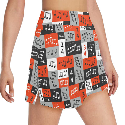 Music Note Design Themed Print 17" Golf & Pickleball Skort with Pockets