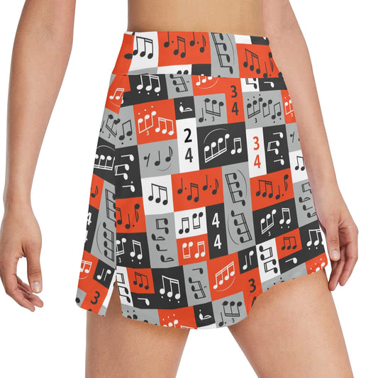 Music Note Design Themed Print 17" Golf & Pickleball Skort with Pockets