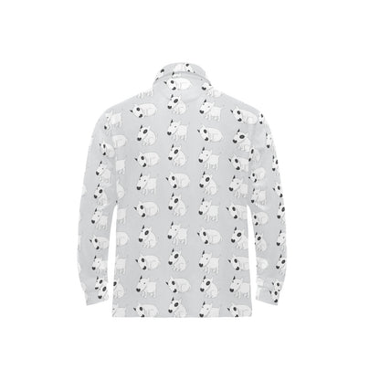 Bull Terrier hand draw Print Pattern Long Sleeve Polo Shirt For Men's