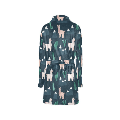 Llama Pattern Print Design 06 Women's Fleece Robe
