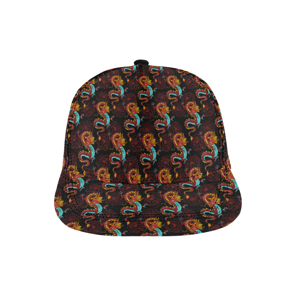 Chinese Dragons and Peonies Design Snapback Cap
