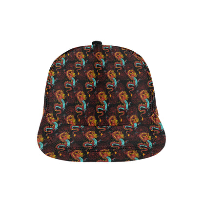 Chinese Dragons and Peonies Design Snapback Cap