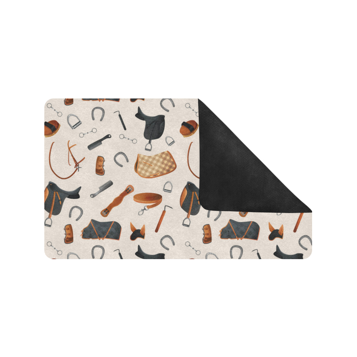 Equestrian Equipment Print Pattern Rubber Doormat