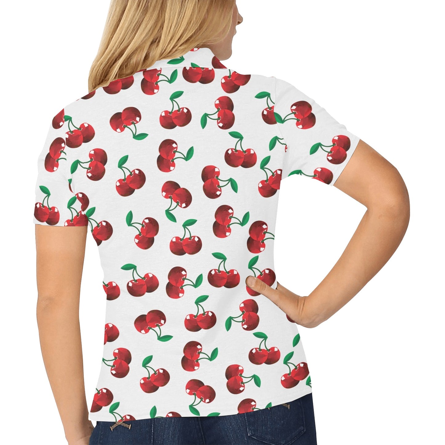 Cherry Pattern Print Design 01 Women's Polo Shirt