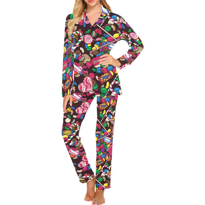 Candy Pattern Print Design CA02 Women's Long Pajama Set