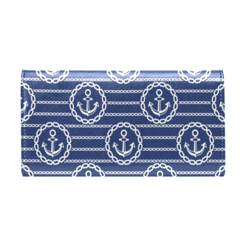 Anchor Stripe Pattern Women's Trifold Wallet