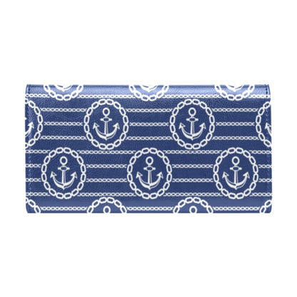 Anchor Stripe Pattern Women's Trifold Wallet