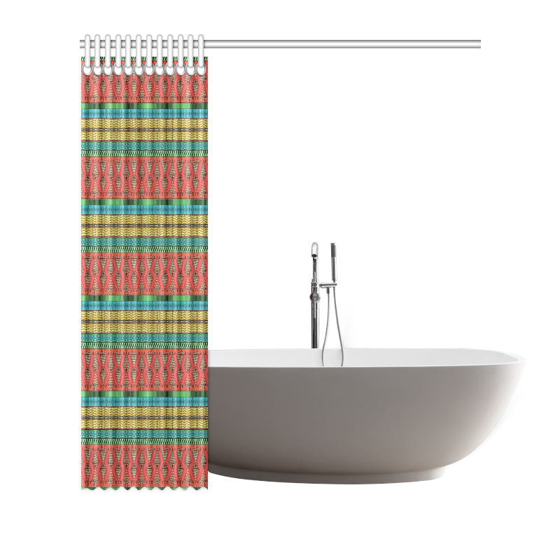 African Colorful Zigzag Print Pattern Shower Curtain