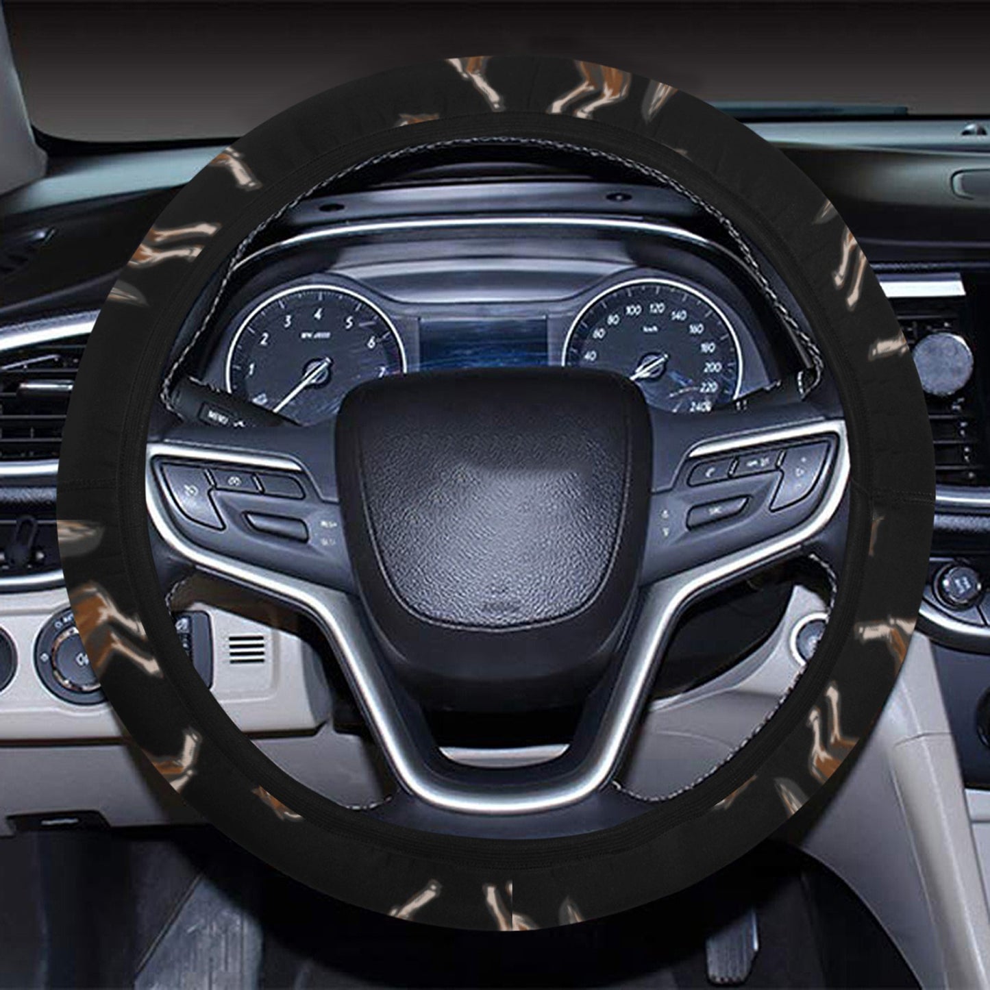 Horse Print Design LKS3010 Steering Wheel Cover with Elastic Edge