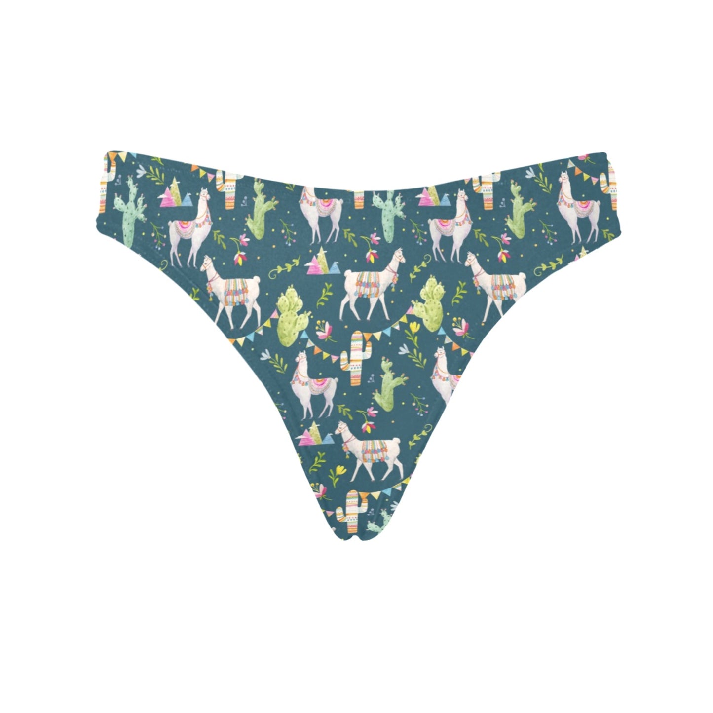 Llama with Cactus Design Print Women's Thongs
