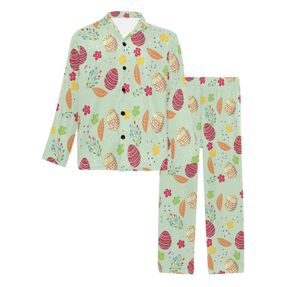 Easter Eggs Pattern Print Design RB07 Men's Long Pajama Set