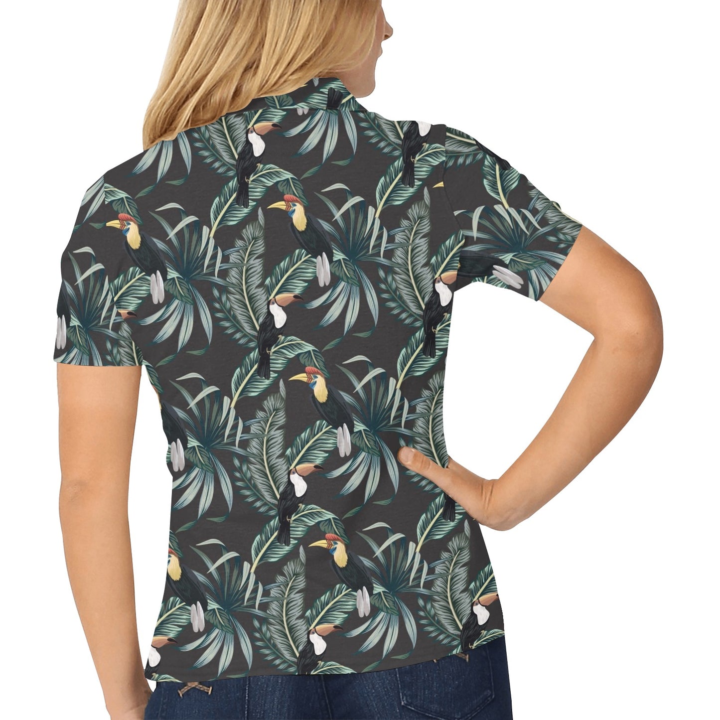 Rainforest Pattern Print Design RF06 Women's Polo Shirt